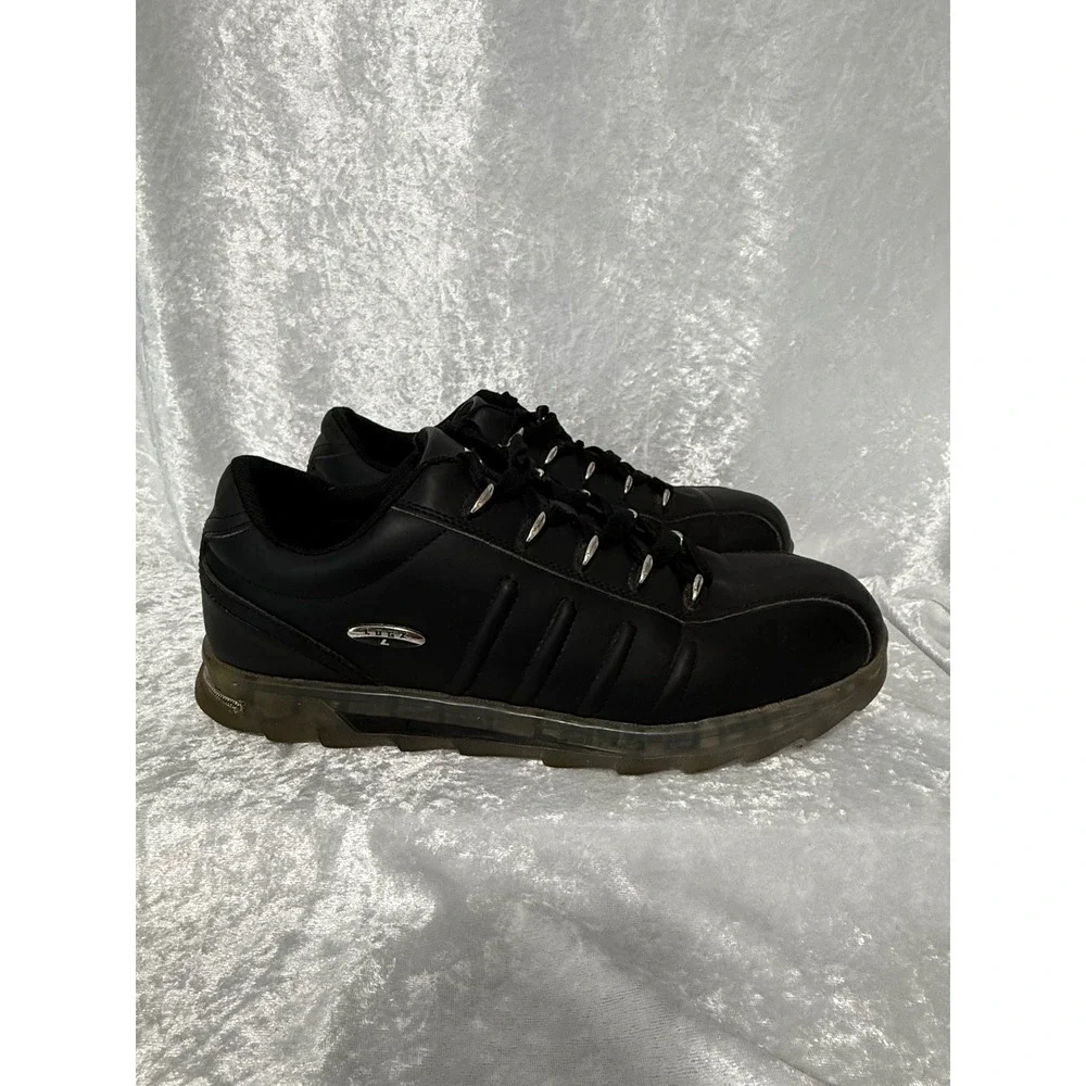 Lugz Mens Black Low Top Sneakers‎ Translucent Lug Sole Silver Hardware Shoes